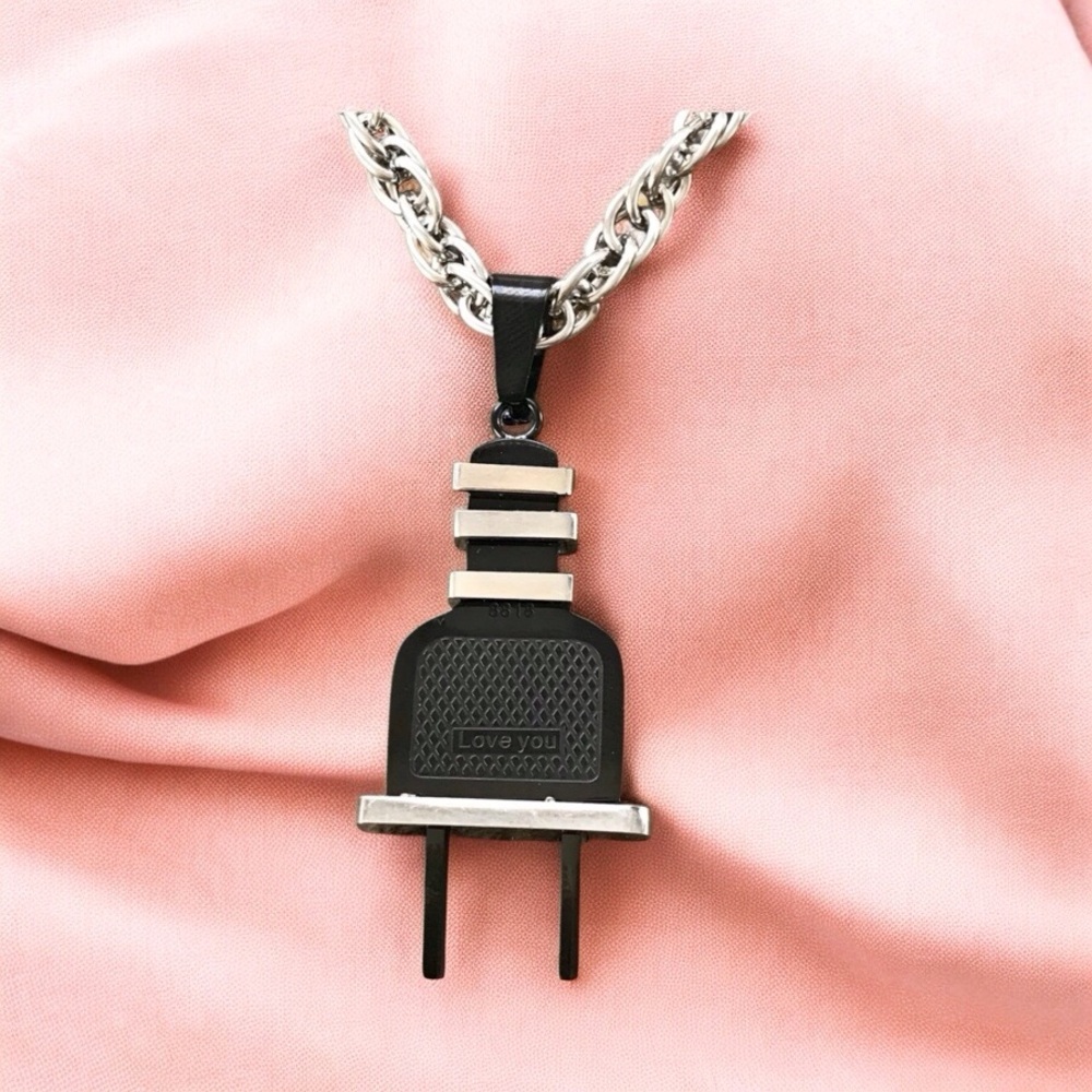 🆕 3D Plug Pendent Necklace LAST ONE Stainless Steel